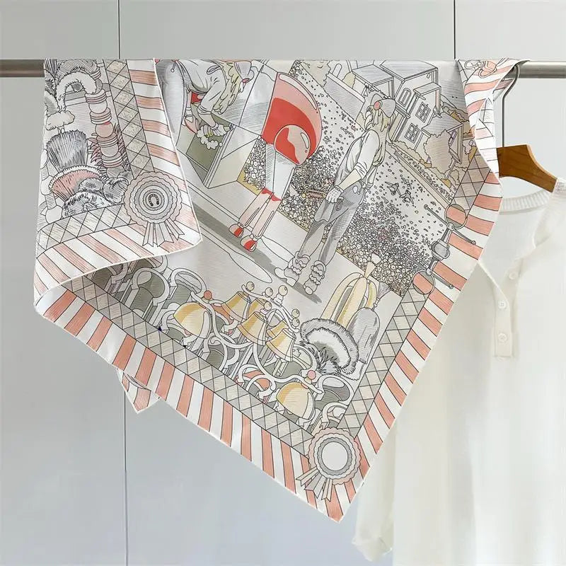 VILZSTUDIOS Fashion Lady Silk Print Scarves Square Luxury Shawl