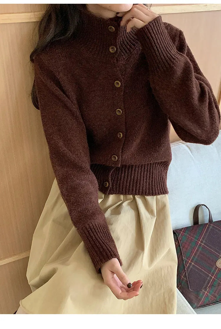 VILZSTUDIOS Luxurious Turtleneck Knit Cardigan