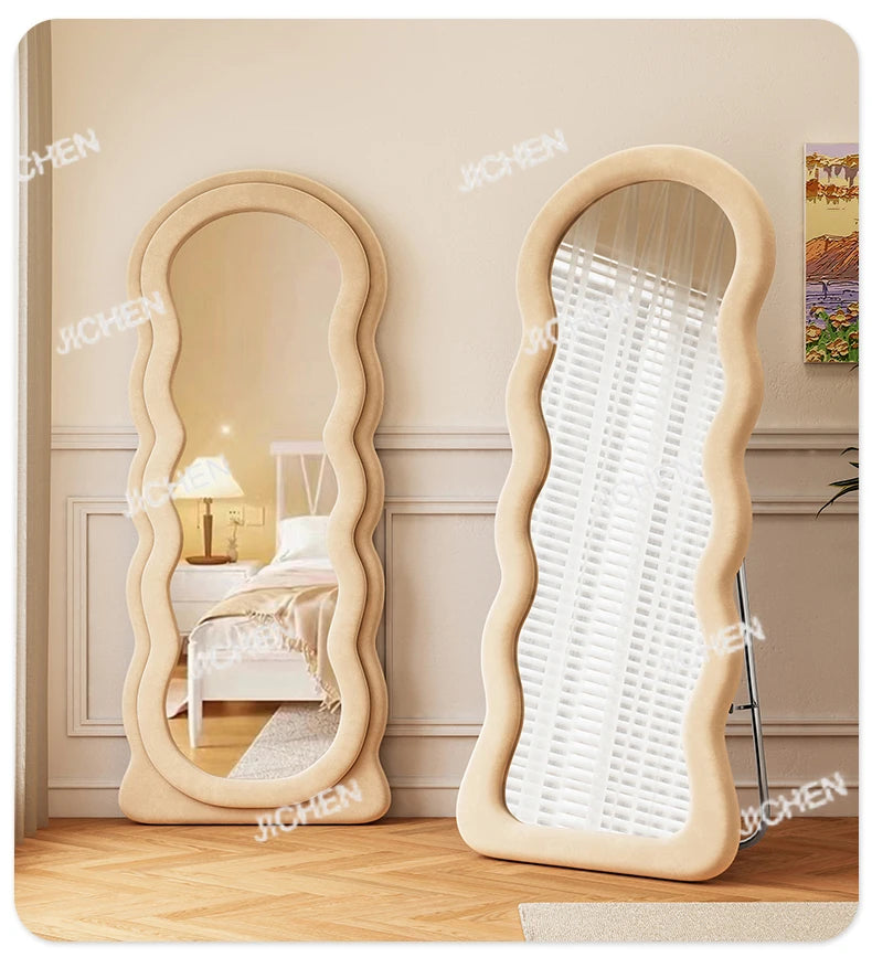 VILZSTUDIOS JC Wave full-body mirror Floor  Ultra-clear and non-deforming fitting Cream wind full-length Special-shaped mirror