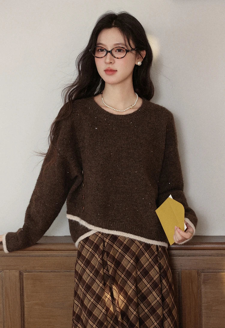 VILZSTUDIOS Sequin Asymmetrical Knit Sweater