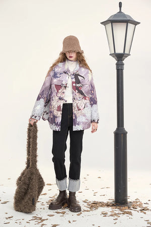 VILZSTUDIOS Trendy Original Printed Puffer Jacket