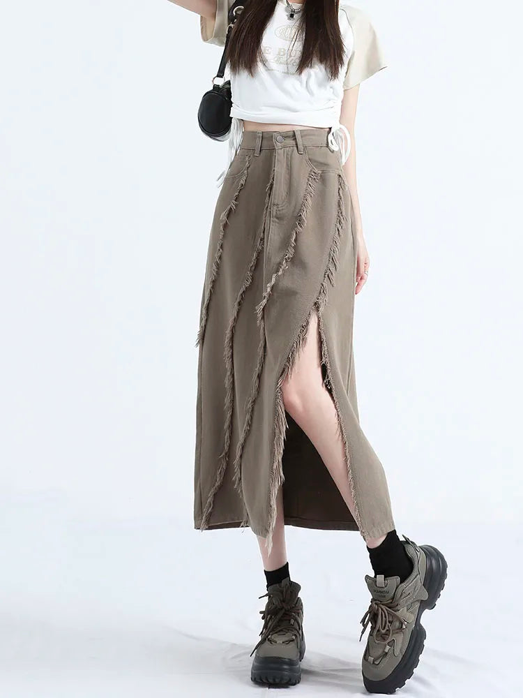 VILZSTUDIOS Chic Irregular High Waist Midi Skirt