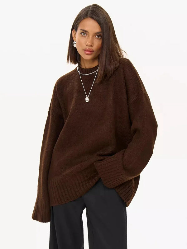 Brown Oversize Horn Cuff Sweater