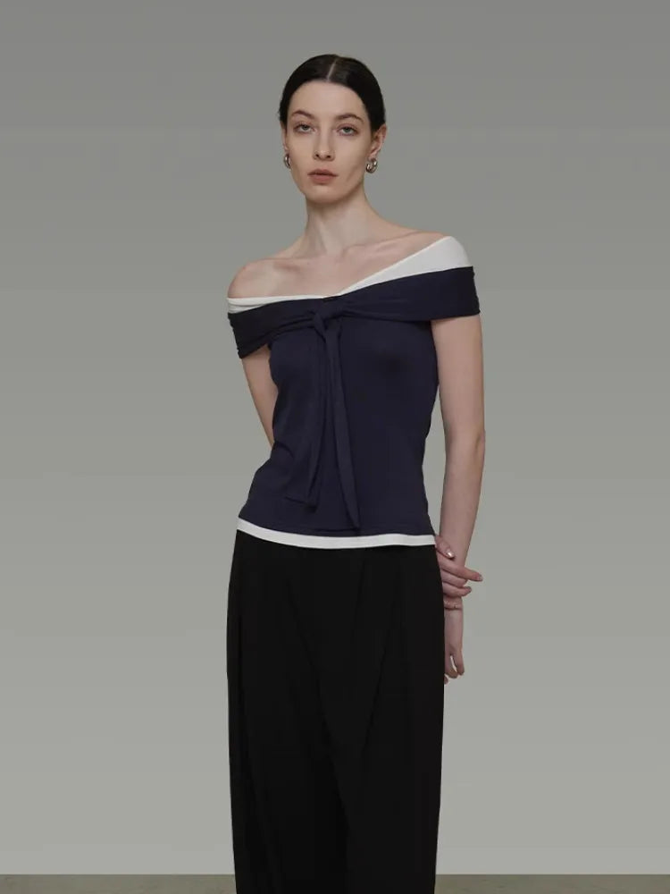 VILZSTUDIOS Navy Off-Shoulder Blouse