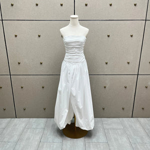 VILZSTUDIOS Slim Elegant Pleated Cotton Wrap Dress