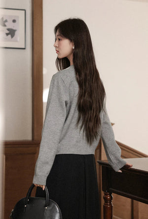VILZSTUDIOS Grey Metallic Button Knitted Cardigan