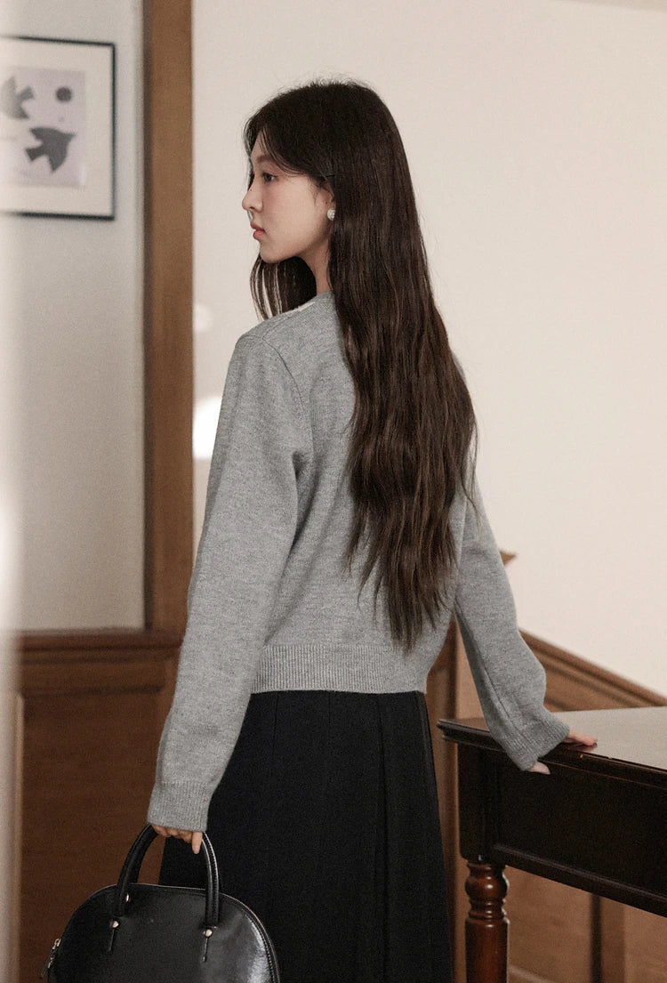 VILZSTUDIOS Grey Metallic Button Knitted Cardigan