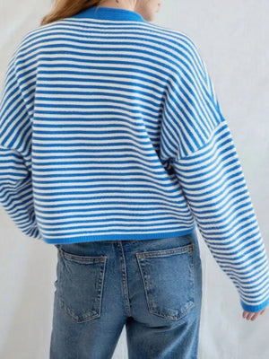 VILZSTUDIOS Casual Striped Knitted Cardigan