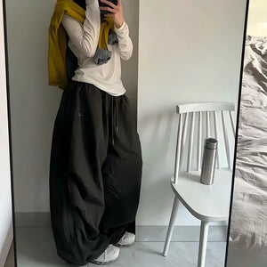 VILZSTUDIOS Trendy Oversized Black Wide Leg Pants