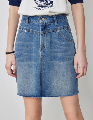 VILZSTUDIOS High Waist A-Line Denim Skirt