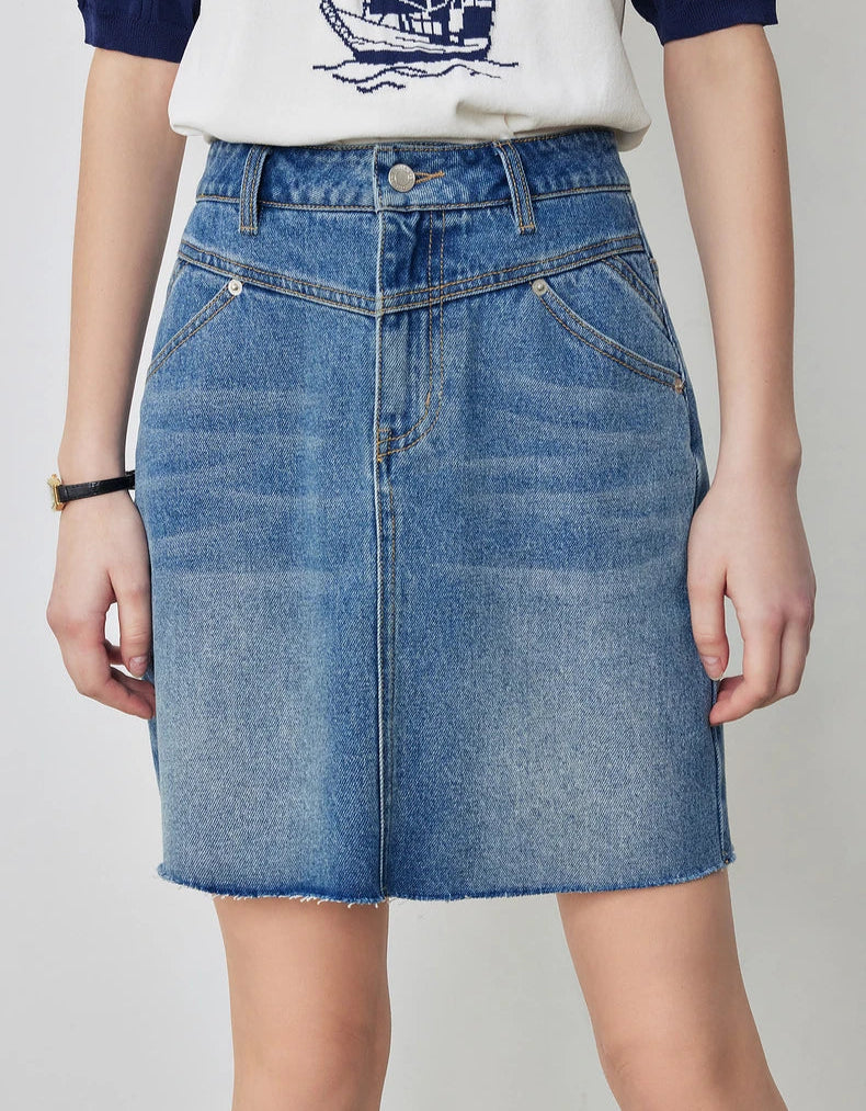 VILZSTUDIOS High Waist A-Line Denim Skirt
