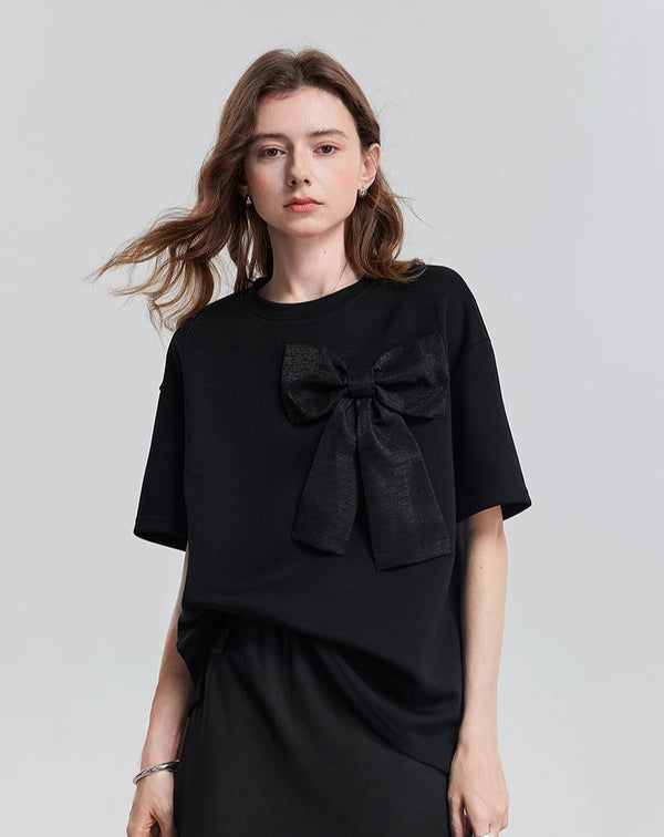 Stylish Short Sleeve Bowknot T-Shirt