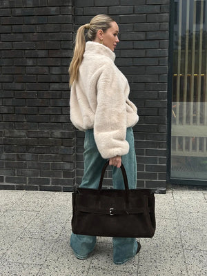 VILZSTUDIOS Plush Zipper Faux Fur Jacket