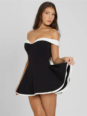 VILZSTUDIOS Sultry Strapless Patchwork A-Line Mini Dress