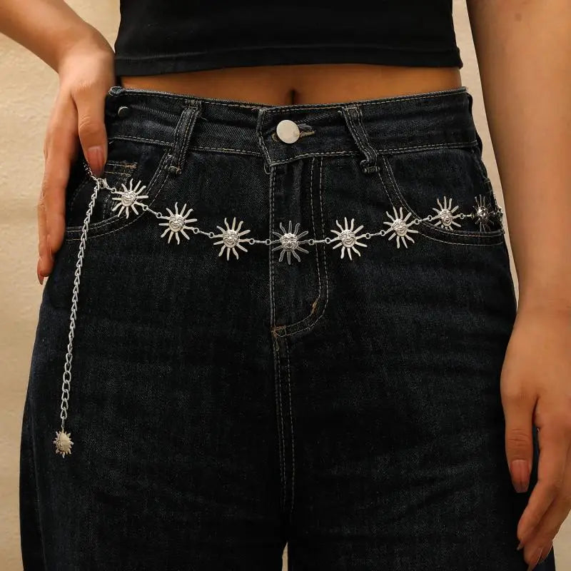 VILZSTUDIOS Retro Metal Sun People Waist Chain
