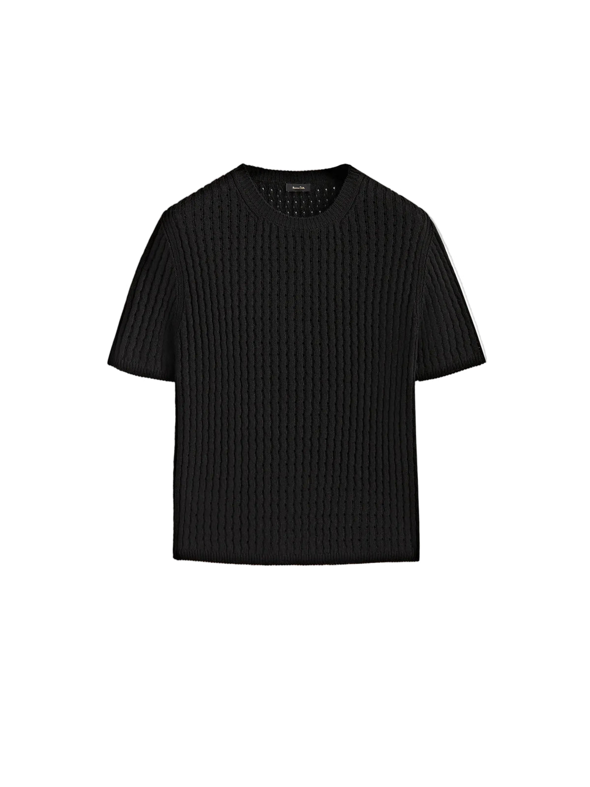 VILZSTUDIOS Black Knitted Hollowed Out T-Shirt