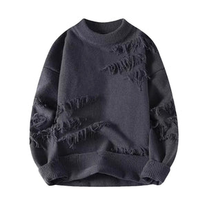 VILZSTUDIOS Ripped Knitted Hip Hop Sweater Pullover