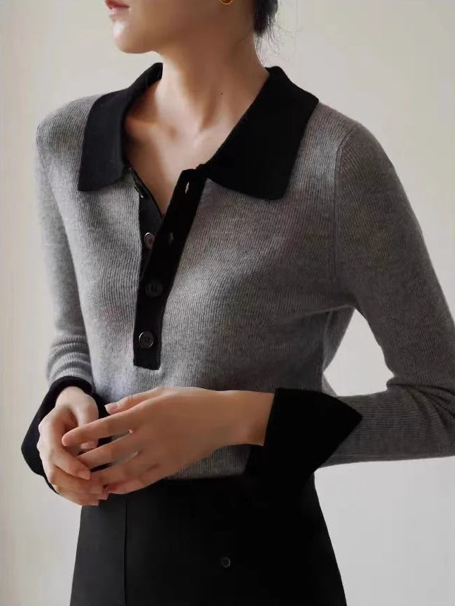 VILZSTUDIOS Chic Slim Polo Sweater