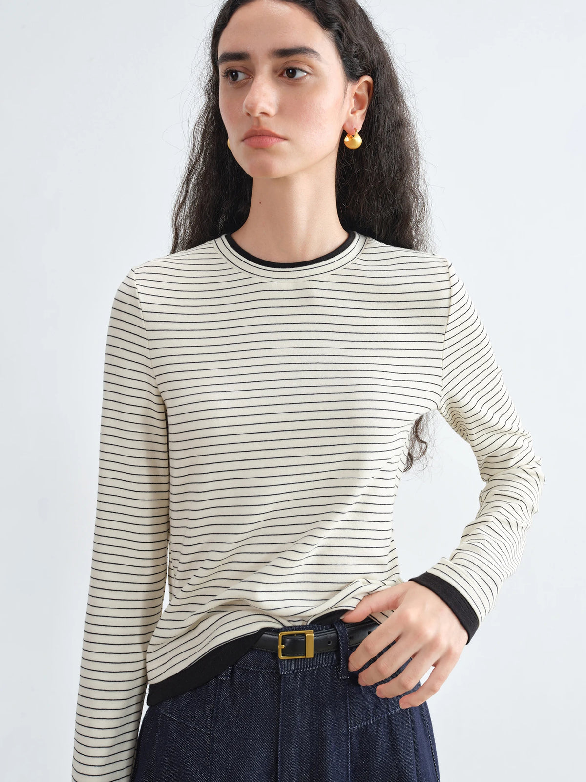 VILZSTUDIOS Retro Contrast Stripe Knit Sweater