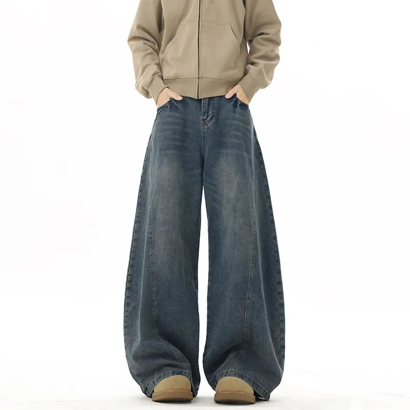 VILZSTUDIOS Dark Blue Wide Leg Denim Jeans