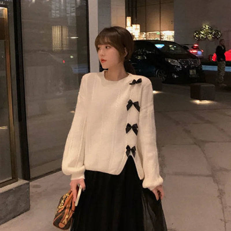 VILZSTUDIOS Cozy Oversized Knit Bow Sweater