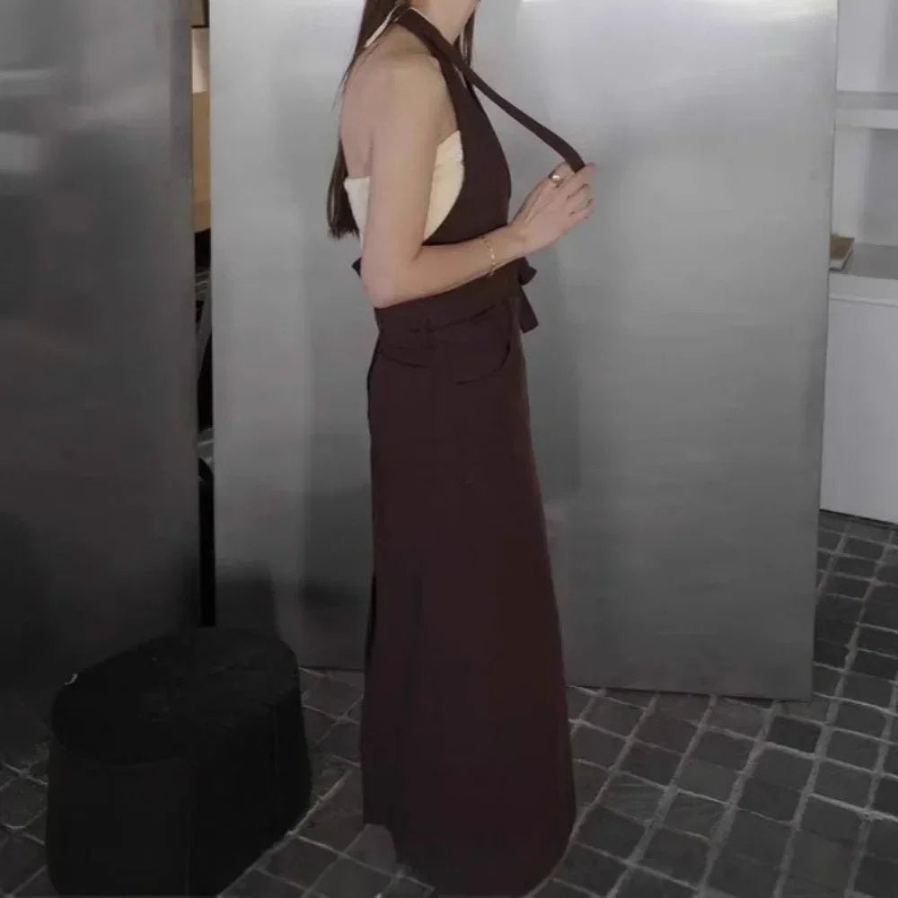 VILZSTUDIOS Stylish Open Back Solid Split Dress