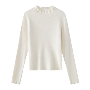 VILZSTUDIOS Apricot Crochet Round Neck Sweater