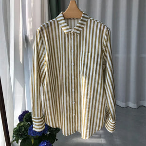 VILZSTUDIOS Striped Linen Long Sleeve Shirt