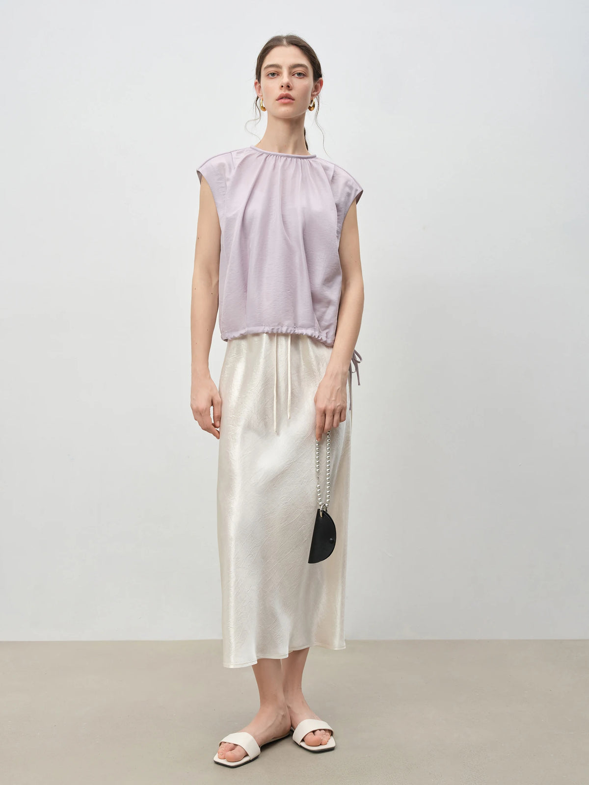 VILZSTUDIOS Luxury French Inspired Sleeveless Satin Blouse