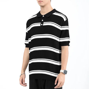 VILZSTUDIOS Striped Knit Short Sleeve T-Shirt