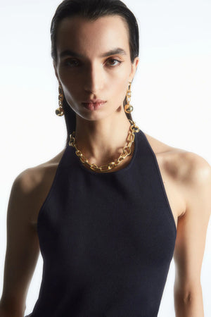 VILZSTUDIOS Knitted Backless Halter Top