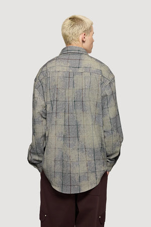 VILZSTUDIOS Retro Plaid Oversized Long-Sleeved Shirt
