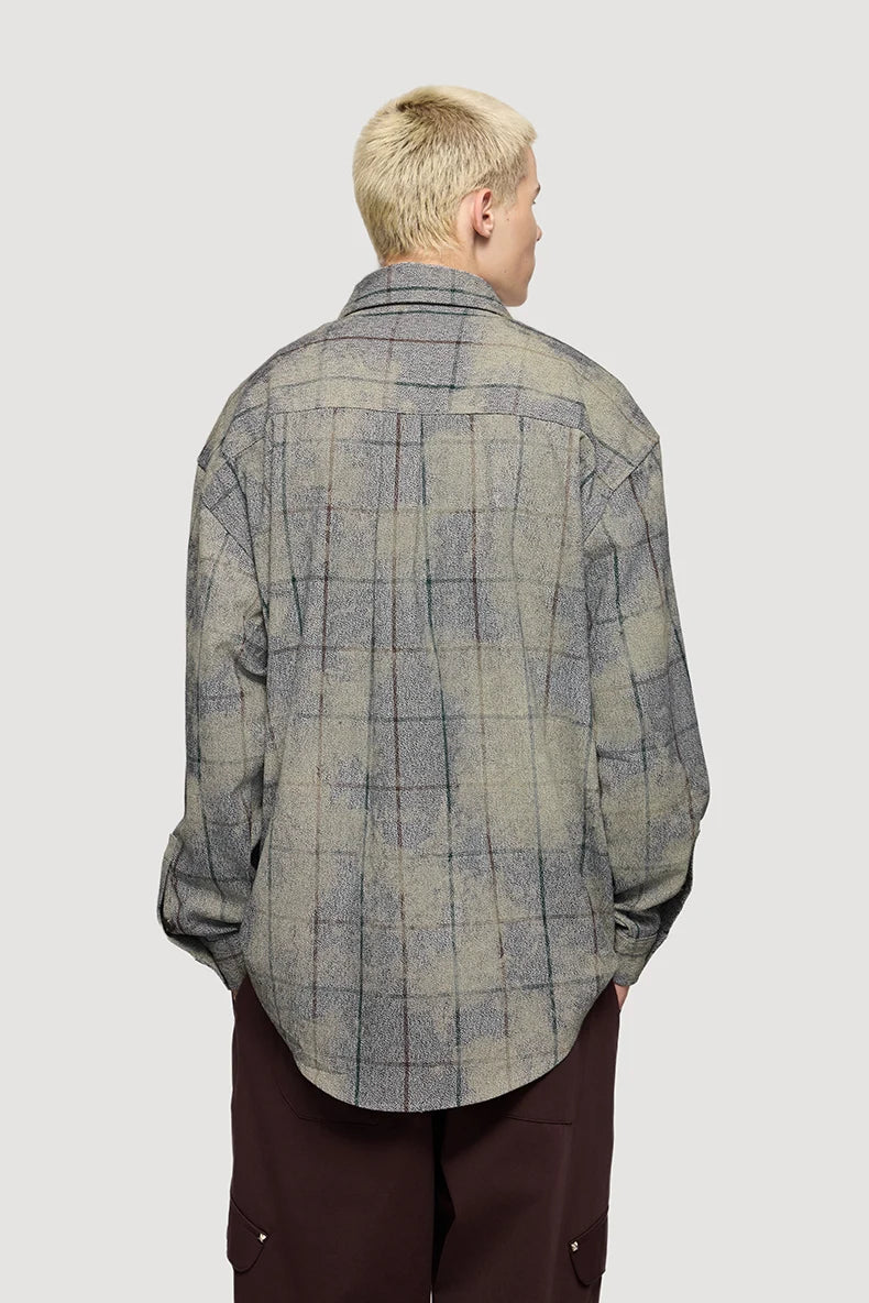 VILZSTUDIOS Retro Plaid Oversized Long-Sleeved Shirt