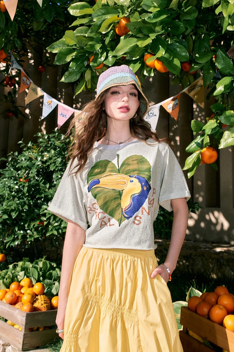 VILZSTUDIOS Loose Printed Petite Straight T-Shirt
