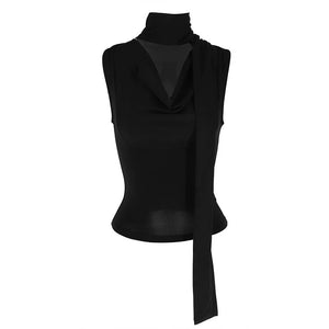 VILZSTUDIOS Elegant V-Neck Bandage Cropped Sleeveless Top
