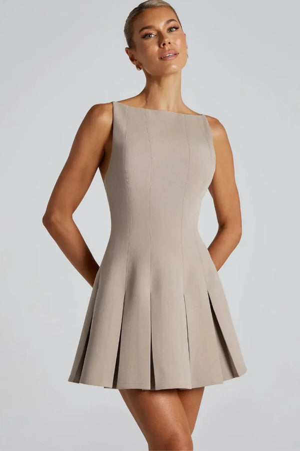Backless High Waist A-line Mini Dress