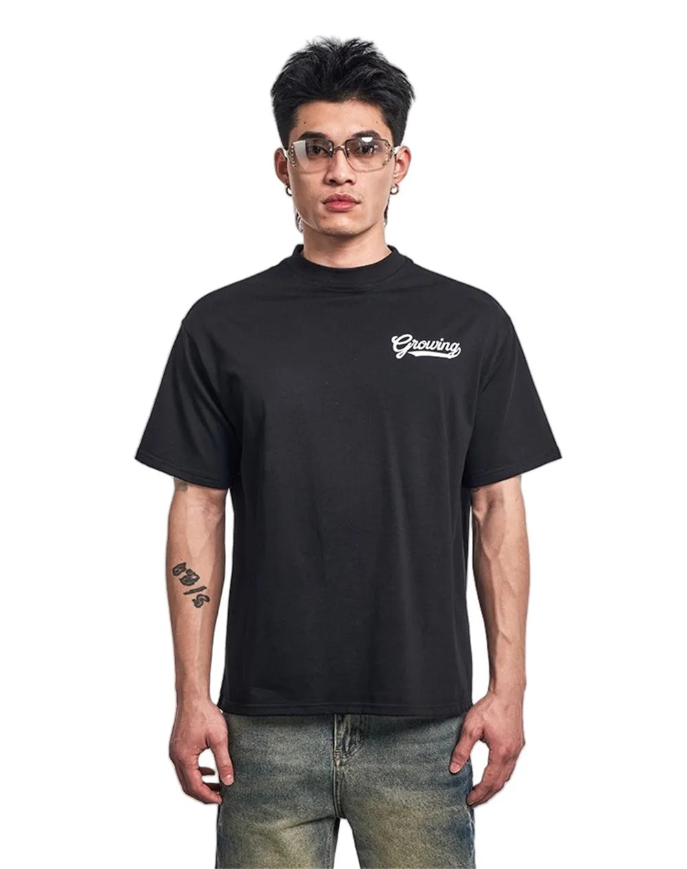 VILZSTUDIOS Casual Beaded Print Short Sleeve T-Shirt
