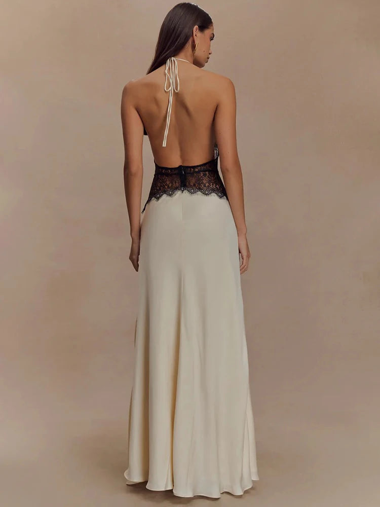 VILZSTUDIOS Backless Elegant Lace Maxi Dress