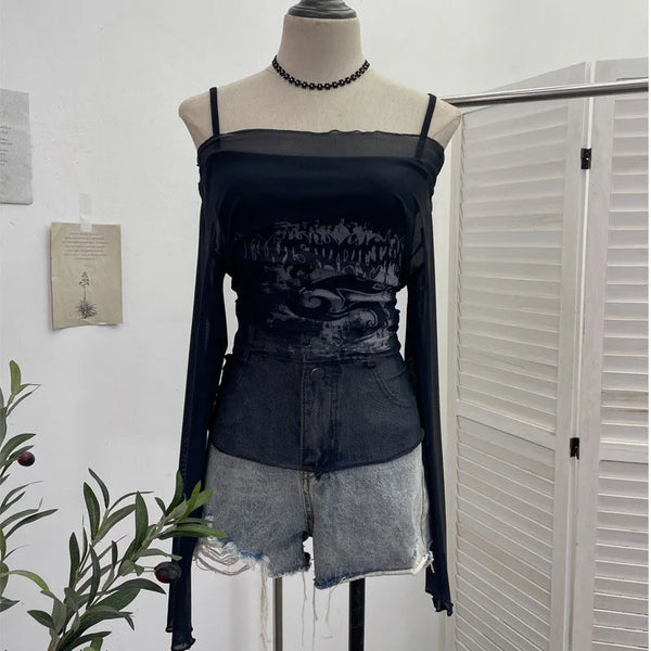 Mesh Sunscreen Slim Fit Top