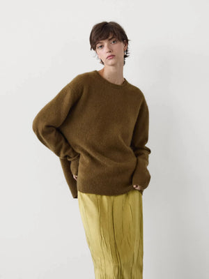 VILZSTUDIOS Brown Slouchy Round Neck Sweater