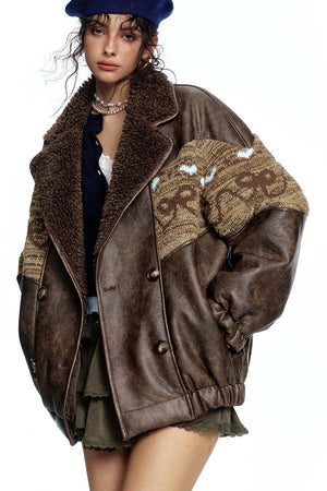 VILZSTUDIOS Retro Maillard Knitted Bow Jacket