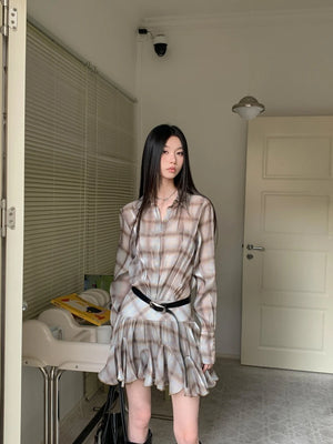 VILZSTUDIOS Plaid Ruffles Mini Dress