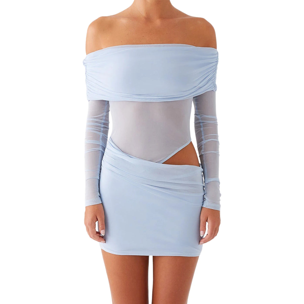 VILZSTUDIOS Sexy Ruched Off-Shoulder Bodycon Dress Women