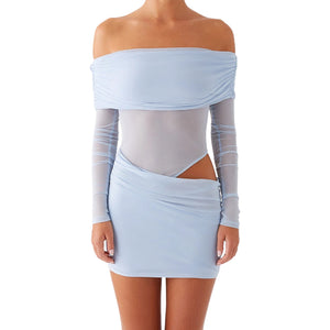 VILZSTUDIOS Sexy Ruched Off-Shoulder Bodycon Dress Women