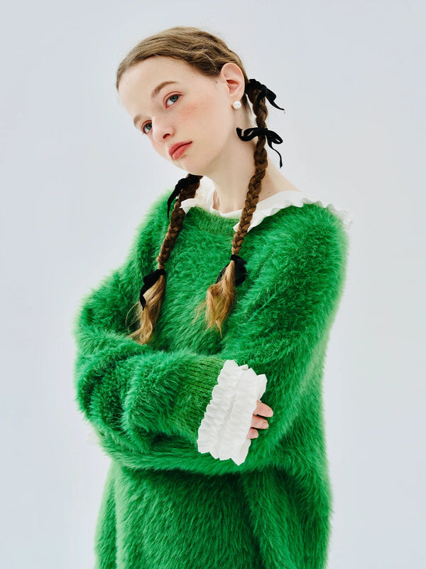Cozy Green Long Sleeve Winter Sweater