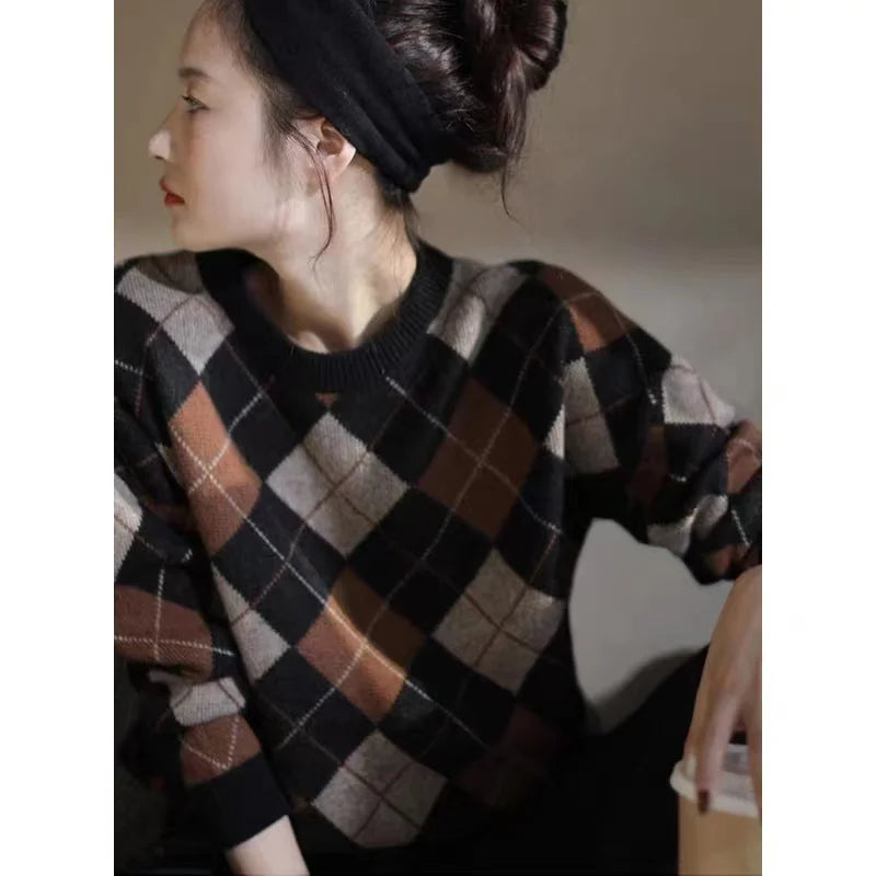 VILZSTUDIOS Rhombus Pattern Knitwear Sweater