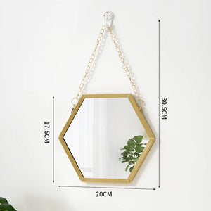 VILZSTUDIOS Hexagon Shape Decorative Mirror Wall Decor Makeup Hanging Mirror Bathroom Cosmetic Mirror Bedroom Room Wall Decoration