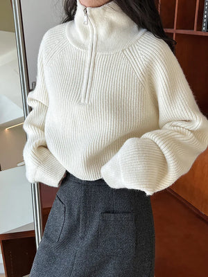 VILZSTUDIOS Turtleneck Semi-Zipper Knitwear Sweater