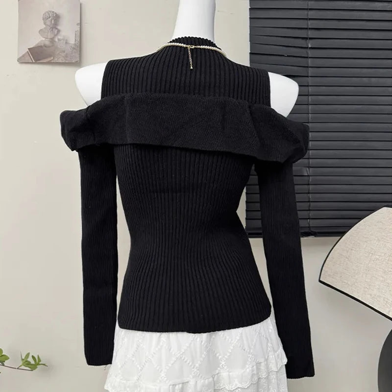 VILZSTUDIOS Chic Slim Ruffled Sweater