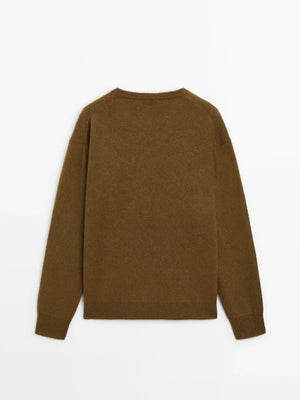 VILZSTUDIOS Brown Slouchy Round Neck Sweater